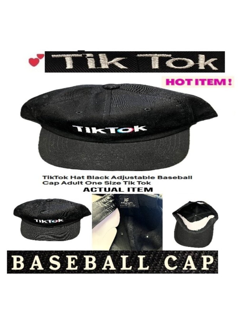🛑 TIK TOK 🆒 Embroidered ➕ HAT Baseball CAP Logo Unisex Classic 💸BUY NOW‼️